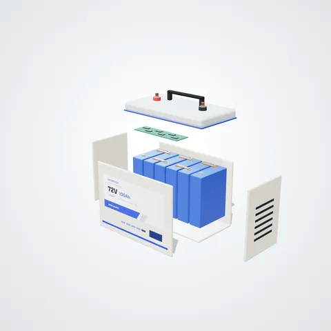 72V 100Ah Lithium UPS Battery - inside view (3D illustration)